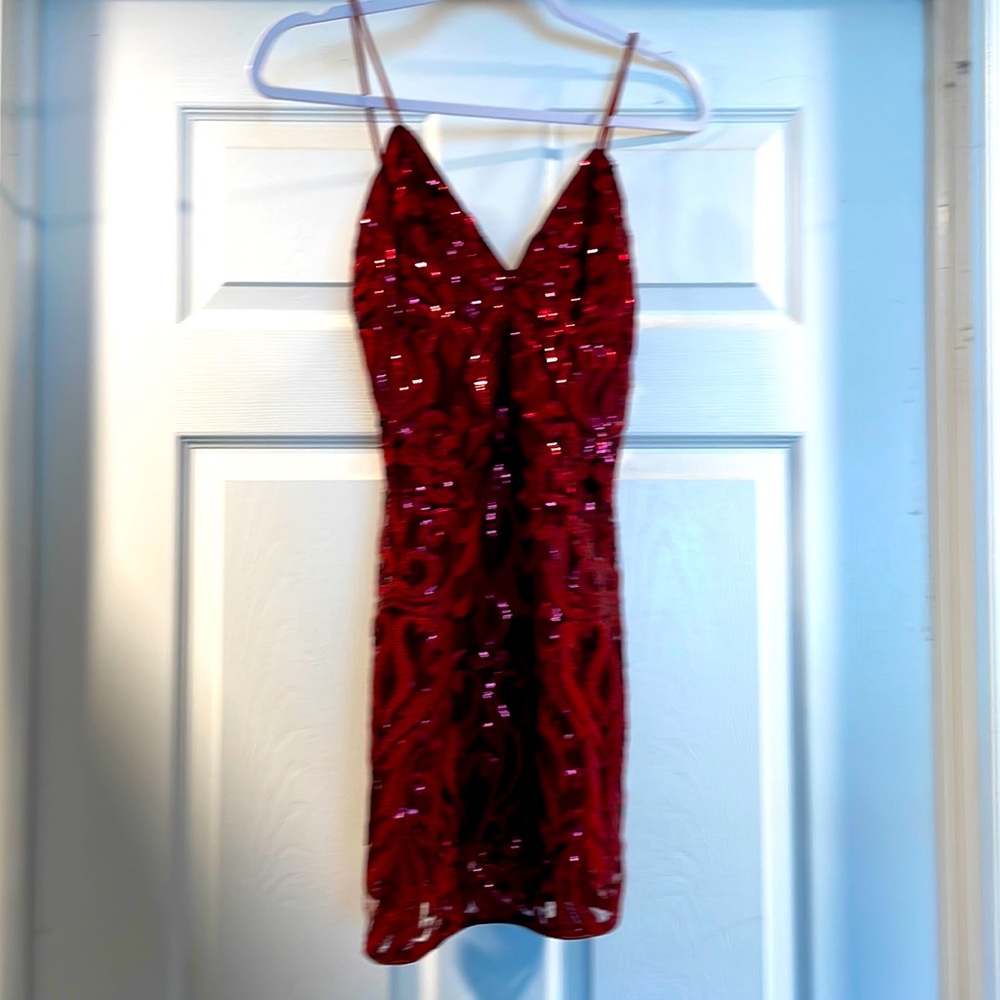 Toni maroon sequin dress